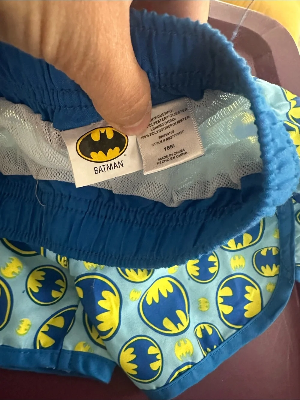 Batman Blue & Yellow Logo Kids Shorts